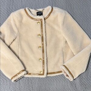 J. Crew Women’s Cream Faux Shearling Lady Jacket with Gold Buttons